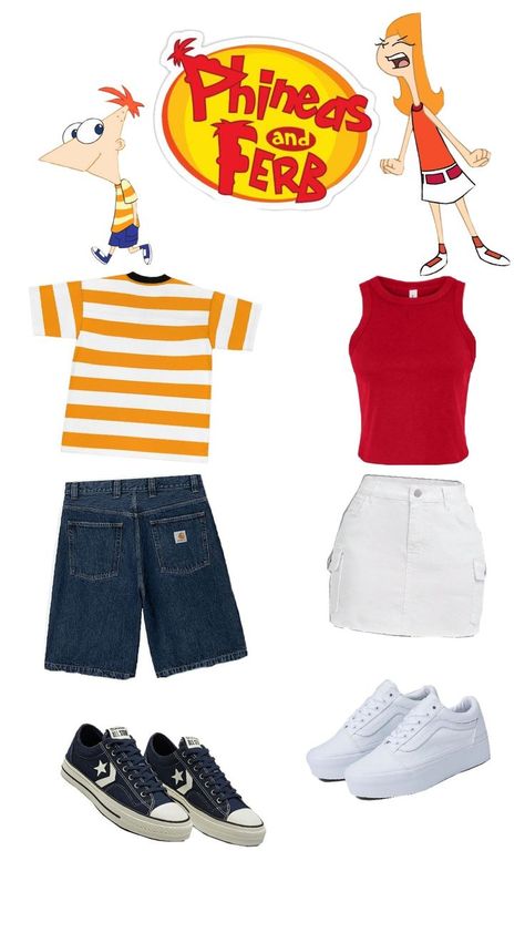 costume idea about Phineas and Candence from the TV show "Phineas and Ferb" Phineas And Ferb Costume, Phineas E Ferb, Group 1, Phineas And Ferb, Period, Tv, Quick Saves