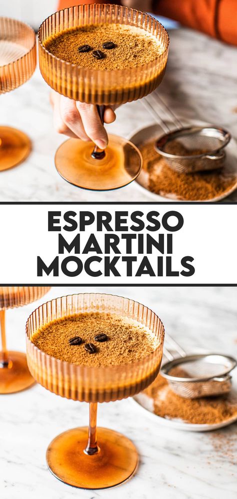 Alcohol Free Espresso Martini, Mocktails That Taste Like Alcohol, Mocktail Espresso Martini, Coffee Mocktail Non Alcoholic, Espresso Martini Mocktail, Espresso Mocktail Recipe, Non Alcoholic Espresso Martini, Espresso Martini Mocktail Recipe, Coffee Mocktail Recipe