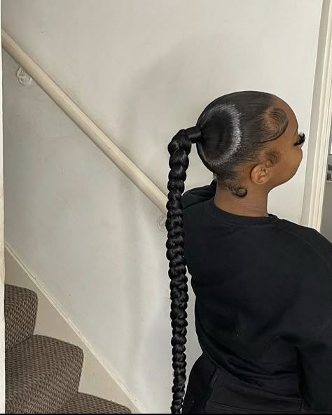 No Part Slick Back Braid, Plat Ponytail Hairstyles, Slick Braided Ponytail Weave, Sleek Ponytail Braid Black Women, Mid Braided Ponytail, High Braided Ponytail Hairstyles, High Braid Ponytail, High Braided Ponytail Weave, Slick Back Braided Ponytail