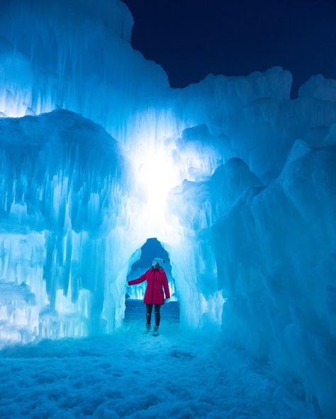 New Hampshire Ice Castles: Winter 2024 [01/26/24] New Hampshire Ice Castle, Ice Castles New Hampshire, Slot Canyons, Ice Castle, East Coast Travel, Forest Light, Ice Bars, Snow Tubing, Ice Castles