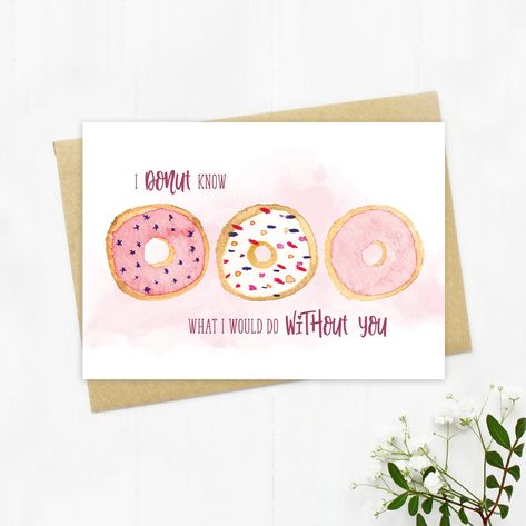 Excited to share this item from my #etsy shop: Cute Valentine's Card, Printable Cards, Romantic Valentine's Day Card with Watercolour Donuts, Birthday Card for Her, Funny Valentine Card #cutevalentinescard #printablecards #birthdaycard #valentinesday Valentines Card Ideas Diy, Diy Valentine's Cards For Friends, Diy Valentines Cards For Friends, Valentines Card Watercolor, Valentine’s Day Cards Diy For Friends, Watercolor Valentine Cards Diy, Valentine’s Day Card Ideas, Valentine’s Day Cards Diy, Watercolor Valentines Day Cards