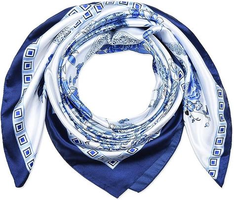 corciova 35 x 35 Women Silk Square Hair Scarf Smalt Maya Blue Qinghua Porcelain Curly Headband Tie Fashion Bandana Headscarf at Amazon Women’s Clothing store Qinghua Porcelain, Pink Blanket Scarf, Coral Scarf, Fashion Bandana, Tartan Plaid Scarf, Night Fashion, Silk Headscarf, Plaid Blanket Scarf, Scarf Material