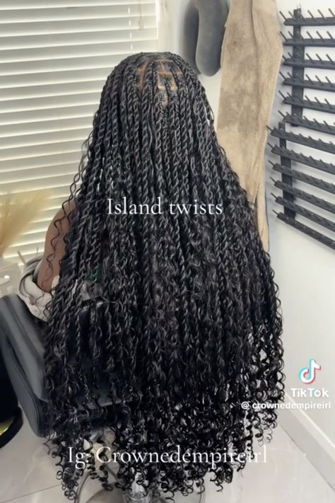 boho twists, island twists, senegalese twists with curls Senegalese Twists With Curls, Senegalese Twists, Boho Twists, Senegalese Twist, 4c Natural, Goddess Braids, Protective Hairstyles, Black Women Hairstyles, Box Braids