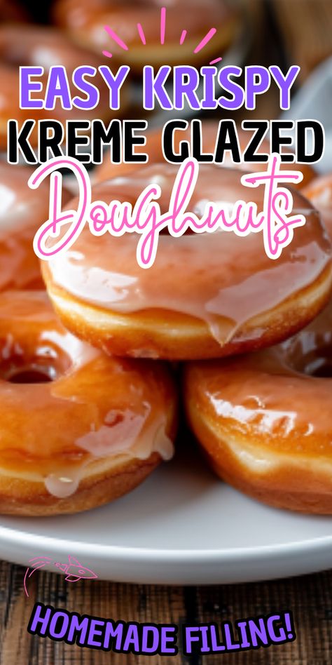 Easy Krispy Kreme Glazed Doughnuts Krispy Kreme Donuts Recipe, Krispy Kreme Donuts, Easy Donuts, Homemade Doughnuts, Krispy Kreme Doughnut, Glazed Doughnuts, Donuts Recipe, Copykat Recipes, Snack Mix Recipes