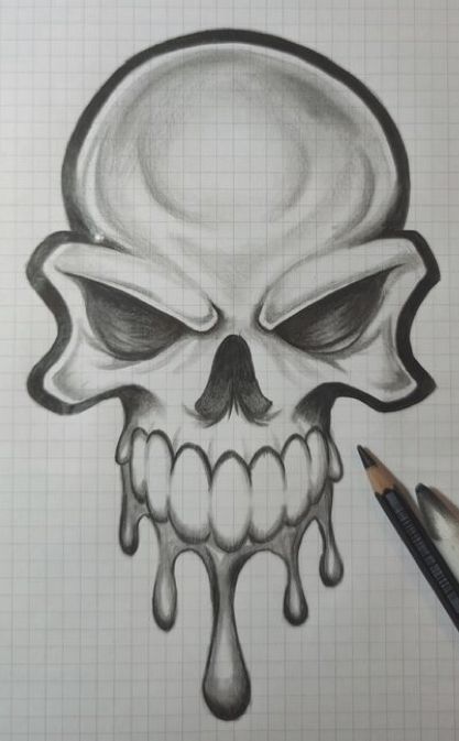 Easy Graffiti, Easy Graffiti Drawings, Cool Tattoo Drawings, Scary Drawings, Skull Art Drawing, Chicano Drawings, Skulls Drawing, Graffiti Style Art, Tattoo Art Drawings