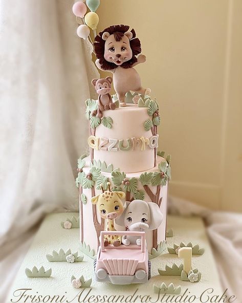 Two Wild Birthday Cake, Wild Birthday Cake, Kids Birthday Morning, Jungle Safari Cake, Jungle Theme Cakes, Baby Shower Cake Designs, Two Wild Birthday, Pink Safari, Safari Cake