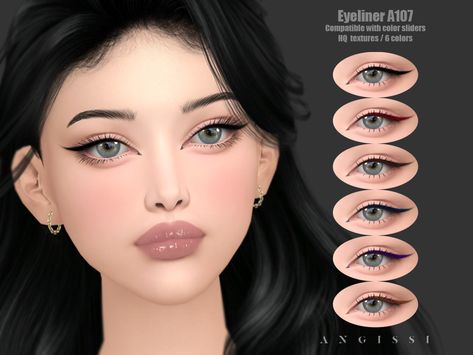 Sims 4 Makeup Eyeliner, Eyeliner Cc Sims 4, Sims 4 Cc Eyeliner, Sims 4 Makeup, Mod Makeup, Sims 4 Tattoos, Sims 4 Cc Eyes, Sims 4 Cas Mods, Makeup Cc