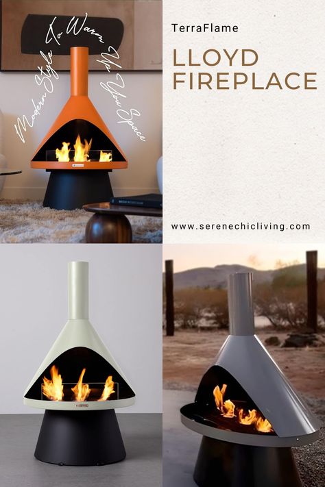 -Vent-less & Portable: Free-standing fireplace that crackles and glows and can be enjoyed in any room in your home or outdoor patio. There is no smoke or fumes. -7” flame has the look and feel of an old-fashioned wood fireplace, but without the smoke or left-over ash. -6 Gel Fuel Canisters Included - 3 hour burn time Outdoor Electric Fireplace On Deck, Terraflame Lloyd Fireplace, Candle Fireplace Ideas, Lloyd Fireplace, Free Standing Fireplace, Deck Redo, Malm Fireplace, Gel Fireplace, Standing Fireplace