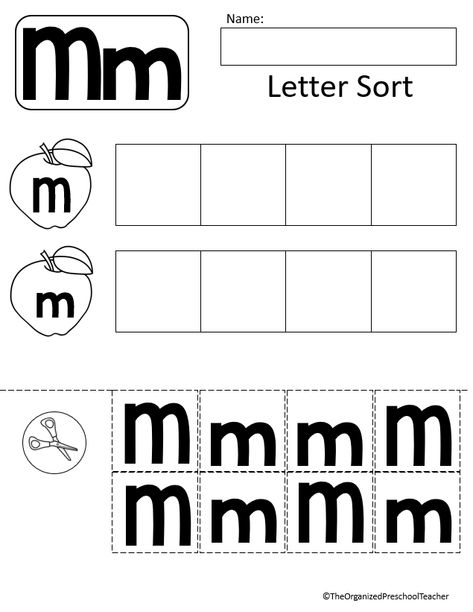 Letter M Worksheet, Letter M Worksheets, Letter Sorting, Alphabet Letter Activities, Letter Learning, Letter Sort, Phonics Worksheets Free, Worksheet Preschool, The Letter M