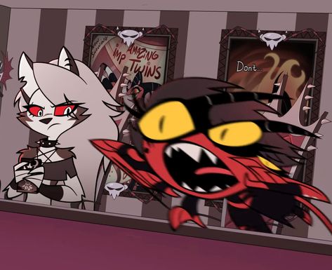 Helluva Boss Out Of Context, Hellvana Boss Memes, Low Quality Helluva Boss, Cursed Helluva Boss, Helluva Boss Funny, Cursed Screenshots, Hellvana Boss, Cartoon Movie Characters, Boss Series