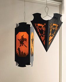 Hanging Vellum Halloween Lanterns | Step-by-Step | DIY Craft How To’s and Instructions| Martha Stewart Halloween Lanterns Diy, Paper Halloween Decorations, Dekorasi Halloween, Halloween Paper Crafts, Casa Halloween, Homemade Halloween Decorations, Halloween Clips, Halloween Lanterns, Homemade Halloween