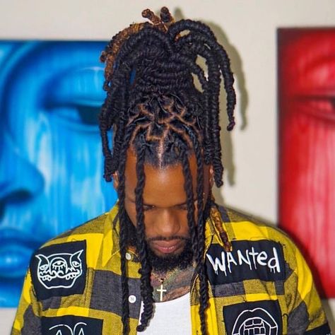 Pineapple Dreads Hairstyle Men, Shoulder Length Locs Styles Men, Loc Updo For Men, Men Updo Loc Styles, Updo Dreadlock Styles For Men, Cool Guy Hairstyles, Up Do Loc Styles, Men Retwist Styles, Men Loc Styles Long