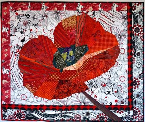 Fiber Art Quilts, Theme Nature, Flower Quilts, Poppy Pattern, Landscape Quilts, Flower Quilt, Paper Piecing Patterns, Wall Quilts, Quilted Wall Hangings