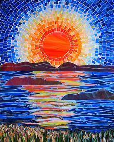 sunrise mosaic | Changecamp 2014 | Pinterest Material Ideas, Mosaic Stained, Mosaic Tile Art, Mosaic Madness, Glass Mosaic Art, Art Mosaic, Mosaic Artwork, Mosaic Projects, Mosaic Designs