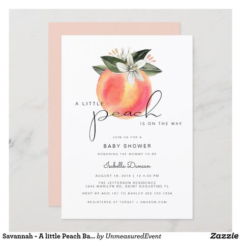 Peach Baby Shower Theme, Peach Baby Shower Ideas, Peach Baby Shower Invitations, Peach Bridal Showers, Baby Shower Fruit, Neutral Baby Shower Invitations, Peach Baby Shower, Sweet As A Peach, Peach Party