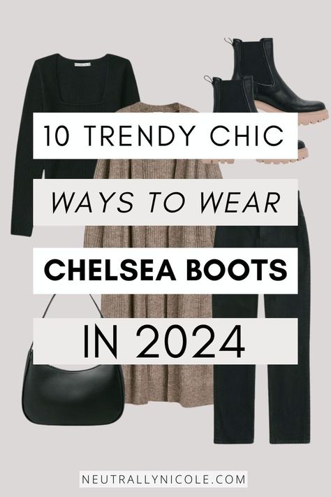 Embrace the season in style with our curated collection of Black Chelsea Boots Outfit ideas! Dive into the world of chic and trendy winter outfits featuring the perfect balance of comfort and fashion. Explore creative ways to pair your boots with various looks, from casual winter outfits to elevated ensembles that make a statement. Boots 2024 Trend, Chelsea Boots Street Style, Chelsea Boot Outfits Women, Chelsea Boots Outfits, Chelsea Boots Outfit, Fall Boots Outfit, Match Outfits, Boots Outfits, Winter Fashion Boots