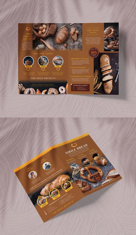 Bakery Brochure Design, Bread Infographic, Bakery Brochure, Bakery Photoshoot, Bakery Branding Design, Bread Brands, Brochure Food, Bakery Store, Bread Bakery