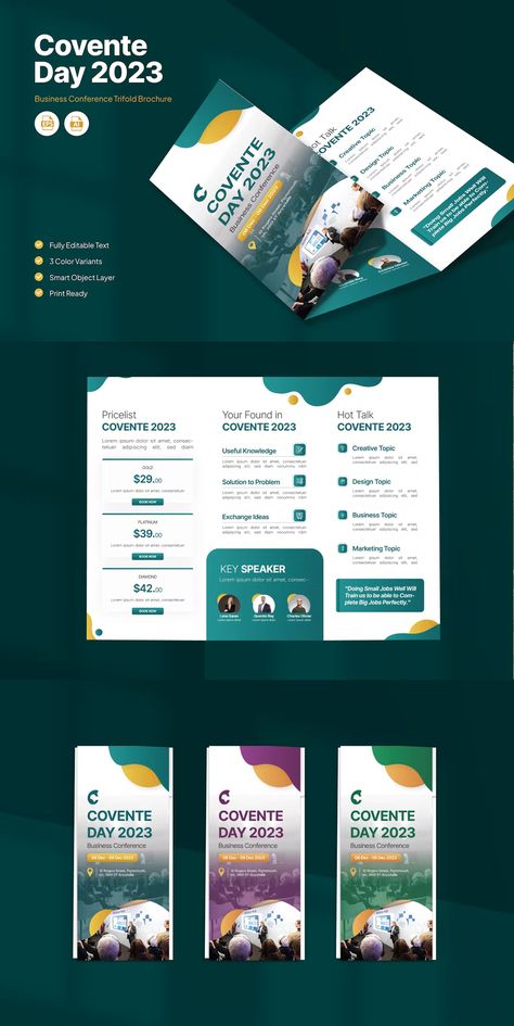 Business Conference Brochure Template AI, EPS Conference Brochure Design, Conference Brochure, Work Posters, Brochure Trifold, Profile Template, Business Conference, Trifold Brochure Design, Marketing Brochure, Trifold Brochure