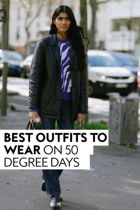 Best Things to Wear on 50 Degree Days Check more at https://buzgru.com/best-things-to-wear-on-50-degree-days/ Spring Outfits 50 Degrees, Cold April Day Outfit, What To Wear In 53 Degree Weather, Outfits For Windy Days Spring, 59 Degree Weather Outfit Spring, What To Wear In 55 Degree Weather, Cold Weather Spring Outfits Casual, Clothes For 50 Degree Weather, What To Wear In Rainy Weather