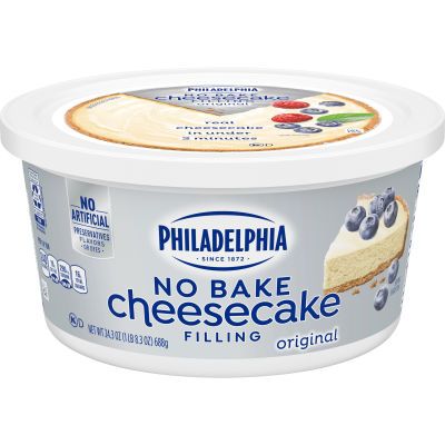 Add this ready-to-eat cheesecake filling to your graham cracker crust for a quick and easy dessert your guests will love. Simply scoop onto your base and top with berries, fruit sauce or chocolate for that perfect cheesecake every time. Available in a 24.3 oz tub, this delicious cheesecake filling offers the classic taste of cheesecake for those times you just don No Bake Philadelphia Cheesecake Filling, No Bake Philadelphia Cheesecake Recipe, Phillidelphia Cream Cheesecake, Philadelphia Ready To Eat Cheesecake Filling Recipes, Desserts With Cheesecake Filling, Philadelphia Cheesecake No Bake Filling, No Bake Cheesecake Philadelphia Recipe, Philly No Bake Cheesecake Recipes, Cheesecake Recipes Easy Philadelphia No Bake