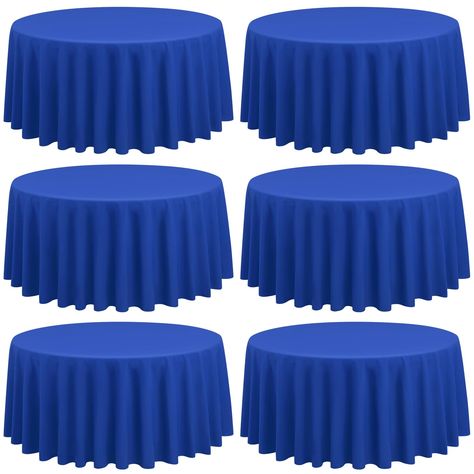 PRICES MAY VARY. 【Superior Tablecloth Material】: You will get 6 pack royal blue round tablecloth, this durable and easy to clean tablecloth is made from180 GSM 100% premium polyester fabric that resists wrinkling for an always crisp, polished look. Providing more convenience for your using and cleaning. Durable for repeat use. 【Perfect size】: This royal blue table cloth diameter is 120 inch, cut entirely from a single piece of fabric. Royal blue tablecover is more luxurious, classic and gracious Multipurpose Table, Fabric Stains, Circular Table, Fabric Table, Round Table Covers, Party Buffet, Mantel Redondo, Tablecloth Fabric, Blue Table