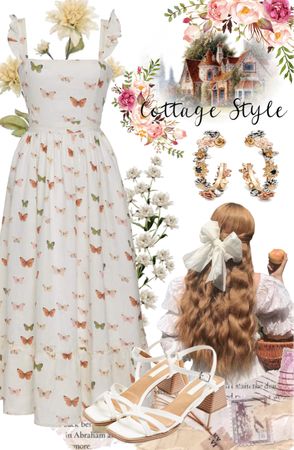 i miss one week ago Outfit | ShopLook Cottagecore Lookbook, Dark Cottagecore Outfits, Forest Outfits, Virgo Outfits, Butterfly In Flight, Butterfly Outfit, Cottagecore Outfit, Hufflepuff Aesthetic, Romantic Fashion