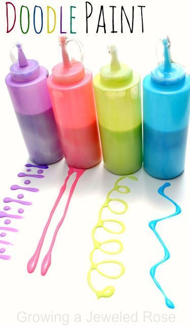 Fill a squeeze bottle with this homemade "doodle paint" and let your little ones create all sorts of patterns and designs! Paint Recipe, Doodle Paint, Decorating Room, School Glue, Chevrolet Traverse, Crafty Kids, Squeeze Bottles, Childrens Crafts, Kid Activities