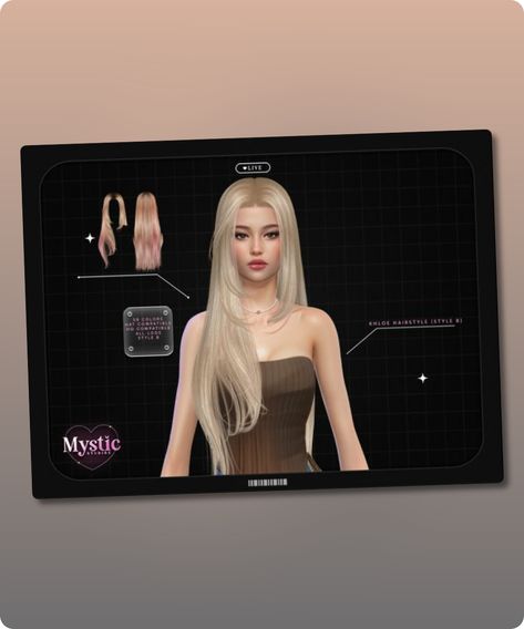 Sims 4 Hairstyle CC: Khloe Hairstyle  Style B  by Mystic Studios Mystical Sims 4 Cc, 4 Hairstyles, Mod Jacket, Sims 4 Cc Download, Long Hairstyle, Model Nails, Toddler Tops, Best Sims, Summer Sweaters