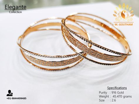 Handcrafted 916 Gold Bangles with Rhodium polish :) Rhodium Bangles Gold, 916 Gold Jewellery, Bangle Design, Gold Bangles For Women, Bangles Gold, Bangles Design, Gold Bangles Design, Bangle Designs, Gold Jewellery