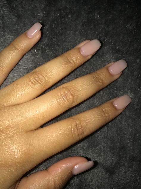 Colour: OPI Put it in Neutral Style: Gel Nail Shape: Coffin Length: Short Short Coffin Overlay Nails, Clear Matte Nails Short, Coffin Shaped Natural Nails, Natural Short Coffin, Coffin Nails Neutral Colors, Dnd Gel Polish Colors Neutral, Nail Shape Coffin, Gel Nails Shape, Nails Shapes