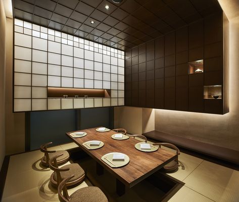 Kan Japanese Restaurant / odd Japanese Restaurant Interior Design, Japanese Restaurant Interior, Japanese Restaurant Design, Atami, Japanese Furniture, Simple Designs To Draw, Private Dining Room, Hakone, Modern Masters