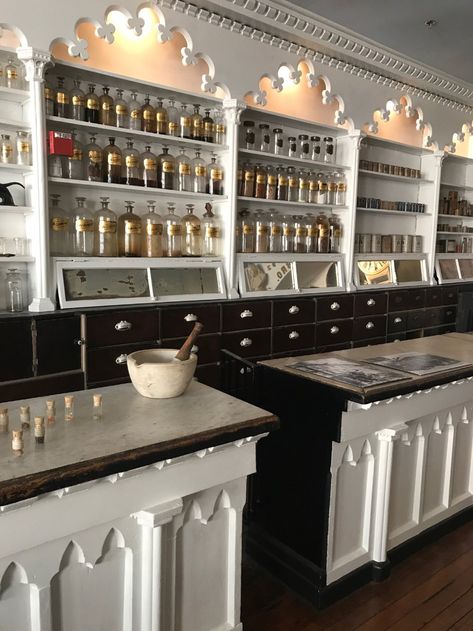 Gothic Apothecary Kitchen, Light Apothecary Aesthetic, Chinese Apothecary Aesthetic, Apothecary Bar Design, Victorian Apothecary Aesthetic, Apothecary Store Aesthetic, Apothecary Shop Aesthetic, Apothecary Style Kitchen, Modern Apothecary Aesthetic