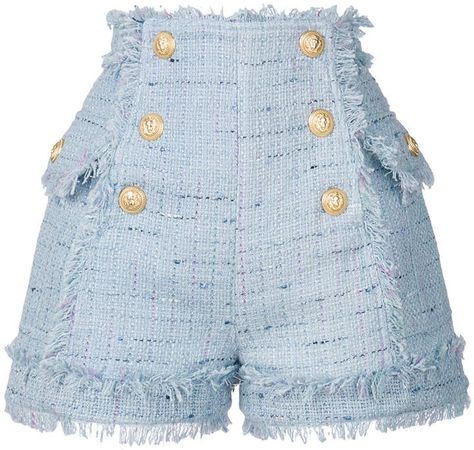 #affiliatead -- Balmain matelot tweed shorts -- #chic only #glamour always Highwaist Shorts, Tweed Shorts, Shorts High Waisted, Kpop Fashion Outfits, Designer Shorts, High Rise Shorts, Kpop Outfits, Stage Outfits, Short Shorts