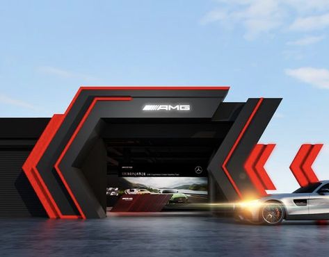 Car Detail Shop, Car Garage Design, Black Entrance, Car Showroom Architecture, Car Studio, Car Showroom Design, Metal Building Designs, Shop Facade, Car Workshop