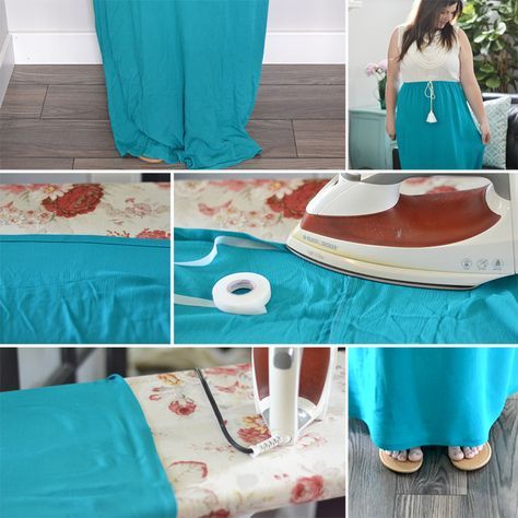 How to Hem a Maxi Skirt or Dress – No Sewing Required! | The DIY Mommy Hem Dress Diy, Dress Without Sewing, Hem A Dress, Maxi Dress Tutorials, Diy Maxi Dress, Diy Mommy, Diy Fashion Trends, Fleece Hats, Summer Wardrobe Staples