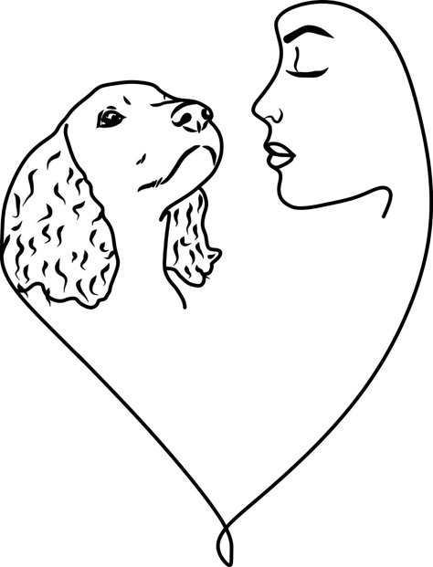 Springer Spaniel Tattoo, Cocker Spaniel Drawing, Heart Shape Tattoo, Tattoo Perro, Dog And Human, Dog Memorial Tattoos, Dog Line Art, Shape Tattoo, Six Nations