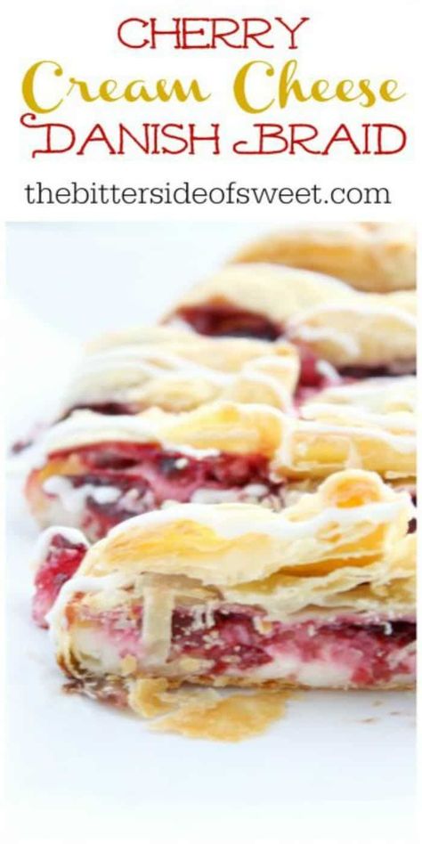 Puff Pastry Cherry Cream Cheese Danish, Cherry Recipes Fresh, Cherry Breakfast Recipes, Brunch Danish, Raspberry Danish Recipe, Cherry Cheese Danish Recipe, Cherry Cream Cheese Danish, Cherry Danish Recipe, Cherry Cheese Danish