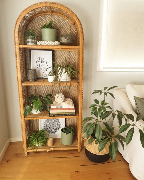 Unfinished Laundry Room, Cane Shelf, Home Decor Finds, Wicker Shelf, Home Decor Blog, Bookshelf Styling, Deco Boheme, Diy Fireplace, Living Room Inspo