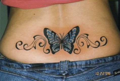 Butterfly Lower Back Tattoo Designs, Swirl Tattoo, Tattoo Son, Butterfly Tattoo Meaning, Girl Back Tattoos, Free Tattoo Designs, Butterfly Tattoos For Women, Butterfly Tattoos, Most Popular Tattoos