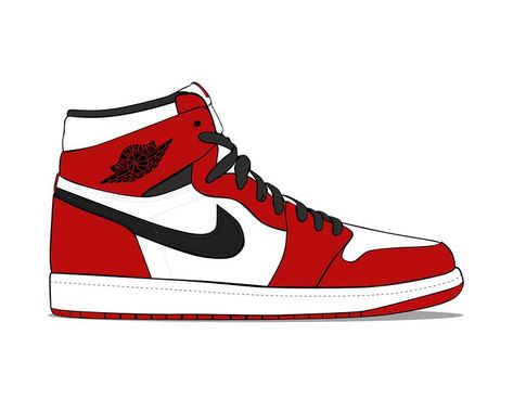 Air Jordan 1 OG Chicago Illustration Air Jordan Silhouette, Jordans Illustration, Jordan Clipart, Jordan 1 Drawing, Jordan 1 Og Chicago, How To Draw Jordans, Chicago Illustration, Blender Render, Shoes Vector