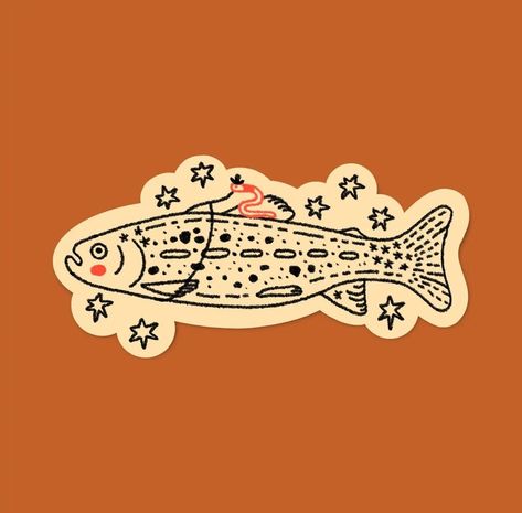 Gone Fishin' Vinyl Sticker -  #Fishin #sticker #Vinyl Fortune Teller Fish Tattoo, Etsy Sticker Ideas, Car Vinyl Stickers, Stickers Drawing Ideas, Cool Sticker Ideas, Sticker Art Ideas, Vinyl Sticker Ideas, Fish Graphic Design, Holding Snake