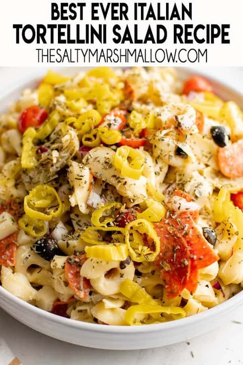 Tortellini Side Dish Recipes, Tortellini Side Dish, Cold Veggie Side Dish, Cold Dinner Ideas For Hot Days, Cold Tortellini Pasta Salad, Cold Side Salads, Tortellini Salad Recipes, Cheese Tortellini Pasta Salad, Italian Tortellini Pasta Salad