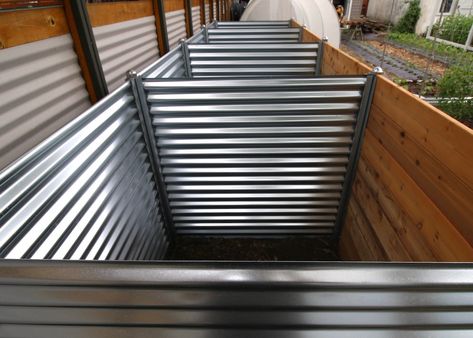 Corrugated Metal Compost Bin, Compost Bay Ideas, Compost Bins Ideas, Diy Compost Bins Outdoor, Metal Compost Bin Diy, Modern Compost Bin, Concrete Compost Bin, Building A Compost Bin, Large Compost Pile