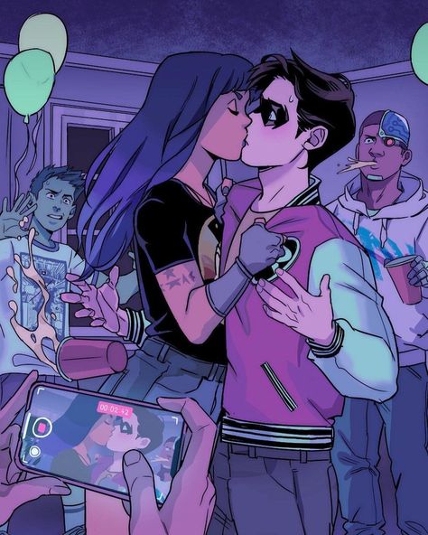 Gabriel Picolo on Instagram: “the house party - I felt like drawing something party themed today on my birthday, would you like to see what happens after the last…” #art #drawing #teentitans #dccomics #beastboy #raven #robin #comics Gabriel Picolo, Teen Titans Love, Teen Titans Robin, Raven Beast Boy, Nightwing And Starfire, Original Teen Titans, Teen Titans Fanart, Teen Titan, Smen