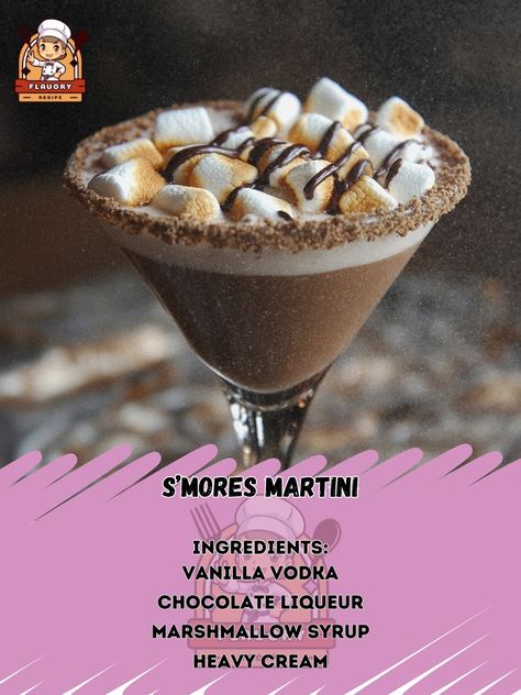 🍫🍹 Indulge in S’mores Martini – a decadent cocktail that brings the campfire classic to a sophisticated glass! 🍹🔥 #S’moresMartini #DecadentDrinks S’mores Martini Ingredients: Vanilla vodka (2 oz) Chocolate liqueur (1 oz) Marshmallow syrup (1 oz) Heavy cream (1 oz) Crushed graham crackers (for rimming the glass) Mini marshmallows (for garnish) Instructions: Rim the glass with crushed graham crackers. In a shaker, combine vanilla vodka, chocolate liqueur, marshmallow syrup, and heavy cream ... Marshmallow Syrup, Marshmallow Vodka, Martini Ingredients, Chocolate Liqueur, Vanilla Vodka, Daily Recipes, Mini Marshmallows, Daily Meals, Heavy Cream