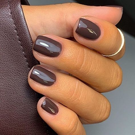 Chocolate Chrome Nails Short, Chocolate Chrome Nails, Summer 2023 Nail Trends, Hottest Nail Designs, Short Fall Nail Designs, Short Fall Nail, 2023 Nail, Fall Gel Nails, Autumn Look