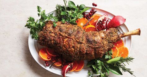 Leg of Lamb with Herb–Garlic Crust Recipe | Saveur Crumb Crust, Holiday Roasts, Fresh Bread Crumbs, Roast Lamb, Leg Of Lamb, Thanksgiving Dinner Recipes, Lamb Roast, Lamb Recipes, Crust Recipe