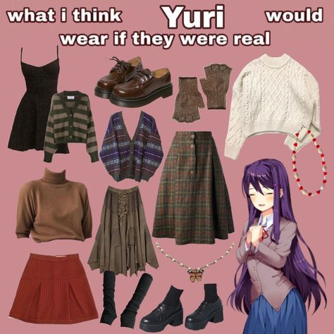 Mine, don't repost || template, pinterest template, empty pinterest template, what i think would wear if they were real, yuri, Doki Doki Literature Club, yuri doki doki, ddlc, yuri ddlc, natsuri, natsuki x yuri, aesthetic, grandmacore, grandpacore, fairycore, fairygrunge, grunge, cottagecore, style, kin, kins, headcanon Yuri Ddlc Inspired Outfit, Yuri Ddlc Outfit, Ddlc Yuri Aesthetic, Ddlc Casual Outfit, Yuri Ddlc Headcanons, Ddlc Outfits, Yuri Ddlc Aesthetic, Yuri X Natsuki, Pngs Clothes