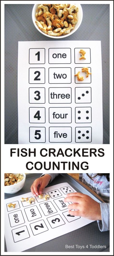 Sing One Two Three Four Five nursery rhyme and count with fish crackers! FREE PRINTABLE counting sheet available for download on the blog. Counting For Toddlers, Ocean Theme Preschool, Fish Crackers, Counting Activity, Maths Games, Math Activities For Kids, Activity For Toddlers, Counting Activities, One Two Three