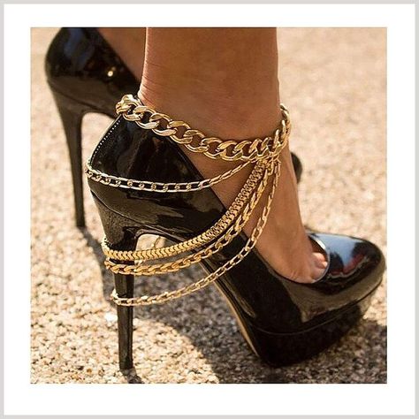 Campsis Punk Layered Anklets Gold Tassel Ankle Chain High heels Chain Bar NightClub Party Foot Chains Jewelry for Women and G Anklets Gold, Tassel Heels, Handmade Charm Bracelets, Wedding Women, Cheap Shoes Online, Nightclub Party, Women Anklets, Ankle Shoes, Ankle Chain